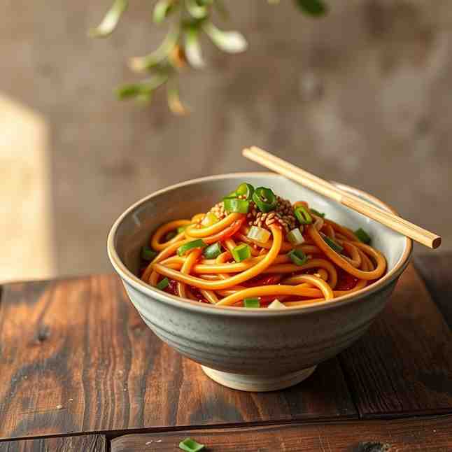 Cold Spicy Udon Noodle Bowl - Easy Asian Recipe